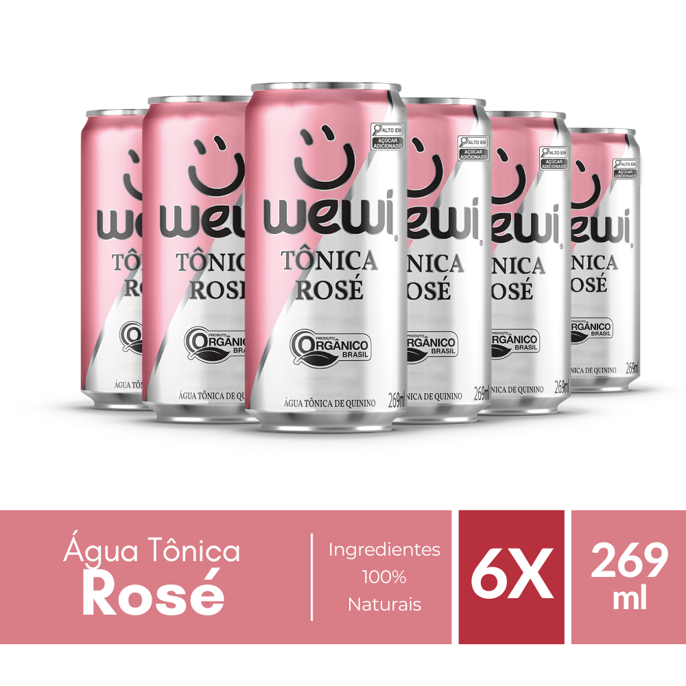 Água Tônica Rosé Orgânica Wewi 269ml Pacote com 6 Unidades