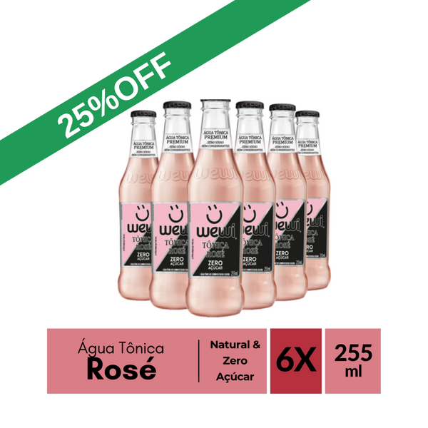 Água Tônica Rosé ZERO Açúcares 255ml Pacote com 6 Unidades
