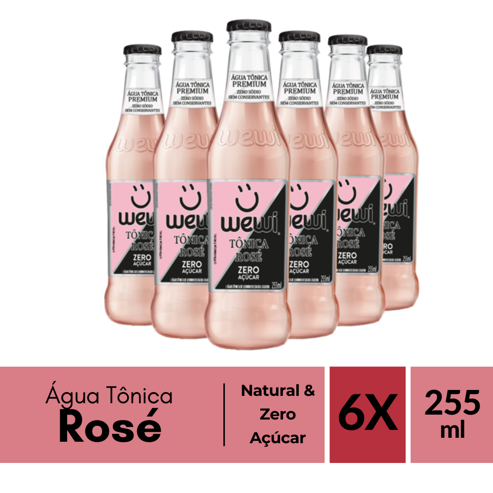 Água Tônica Rosé ZERO Açúcares 255ml Pacote com 6 Unidades