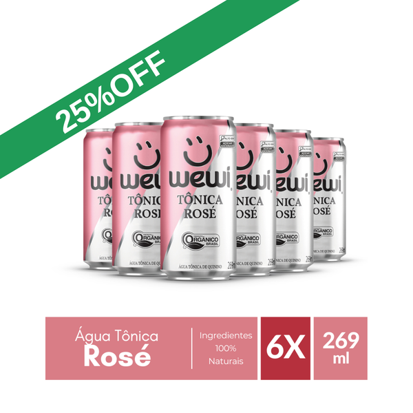 Água Tônica Rosé Orgânica Wewi 269ml Pacote com 6 Unidades