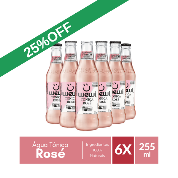 Água Tônica Rosé Orgânica Wewi 255ml Pacote com 6 Unidades