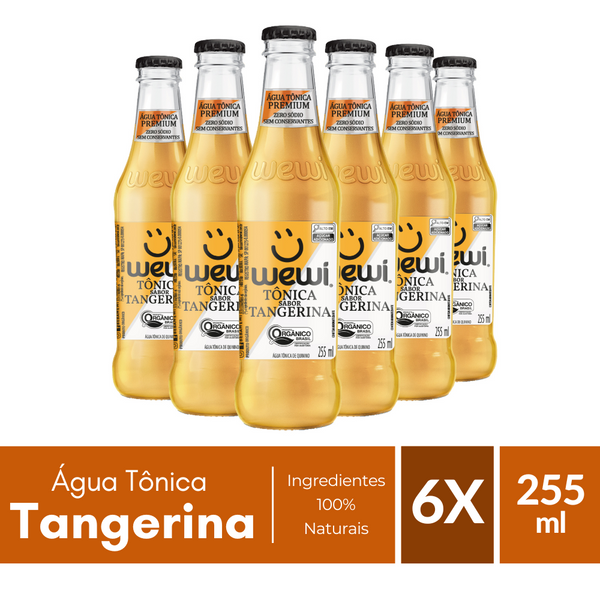 Água Tônica Tangerina Orgânica Wewi 255ml Pacote com 6 Unidades