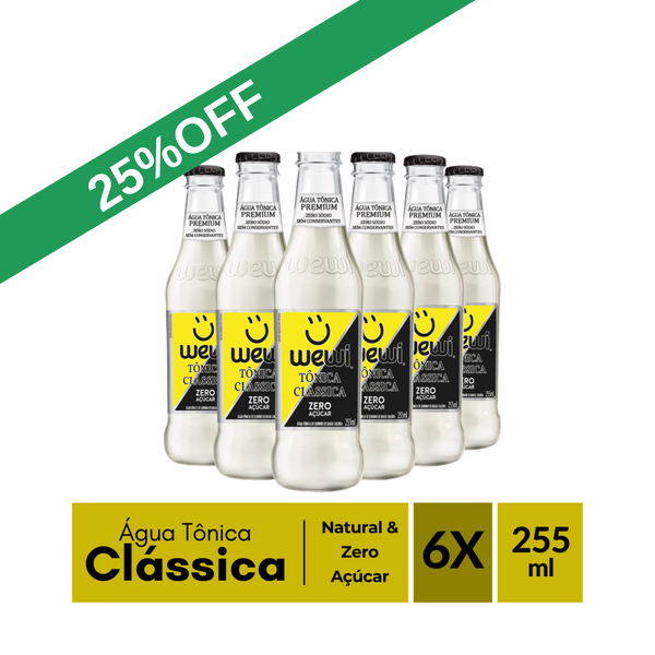 Água Tônica Clássica ZERO Açúcar Wewi 255ml Pacote com 6 Unidades