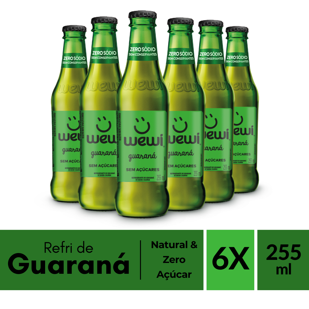 Guaraná Zero Açúcar Wewi 255ml Pacote com 6 Unidades