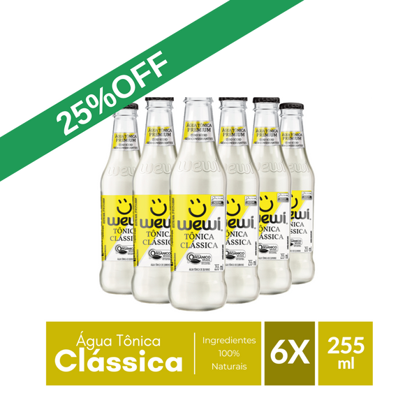 Água Tônica Clássica Orgânica Wewi 255ml Pacote com 6 Unidades