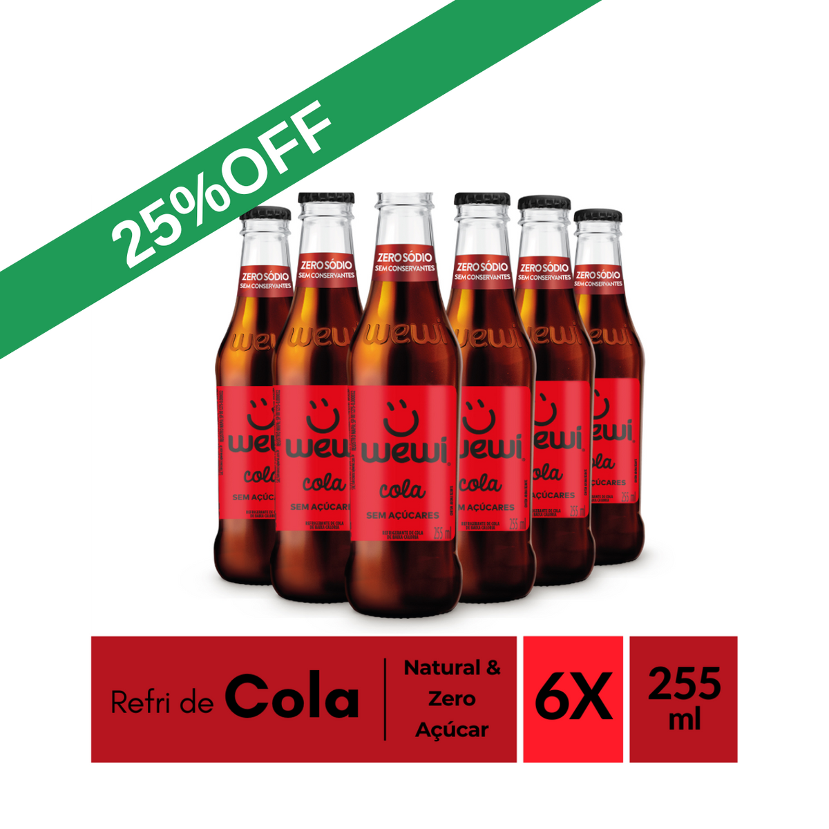 Cola Zero Açúcar Wewi 255ml Pacote com 6 Unidades