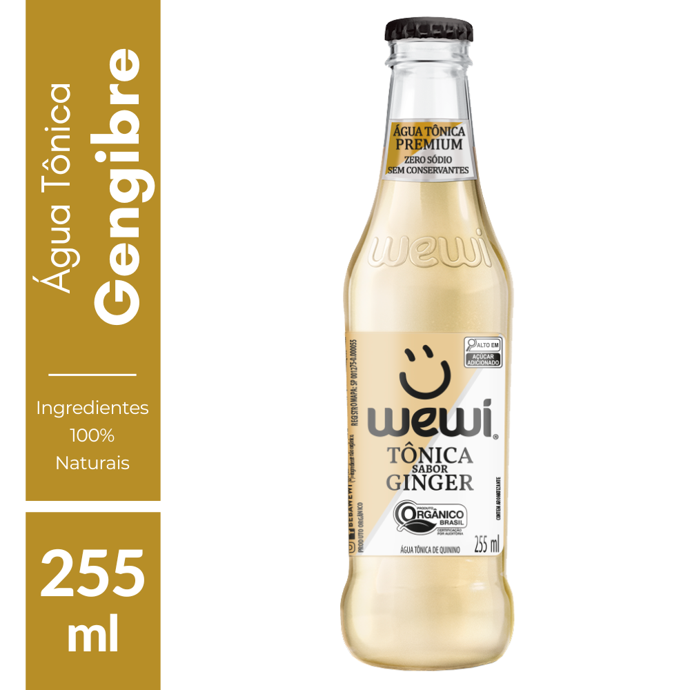 Água Tônica Ginger Orgânica Wewi 255ml