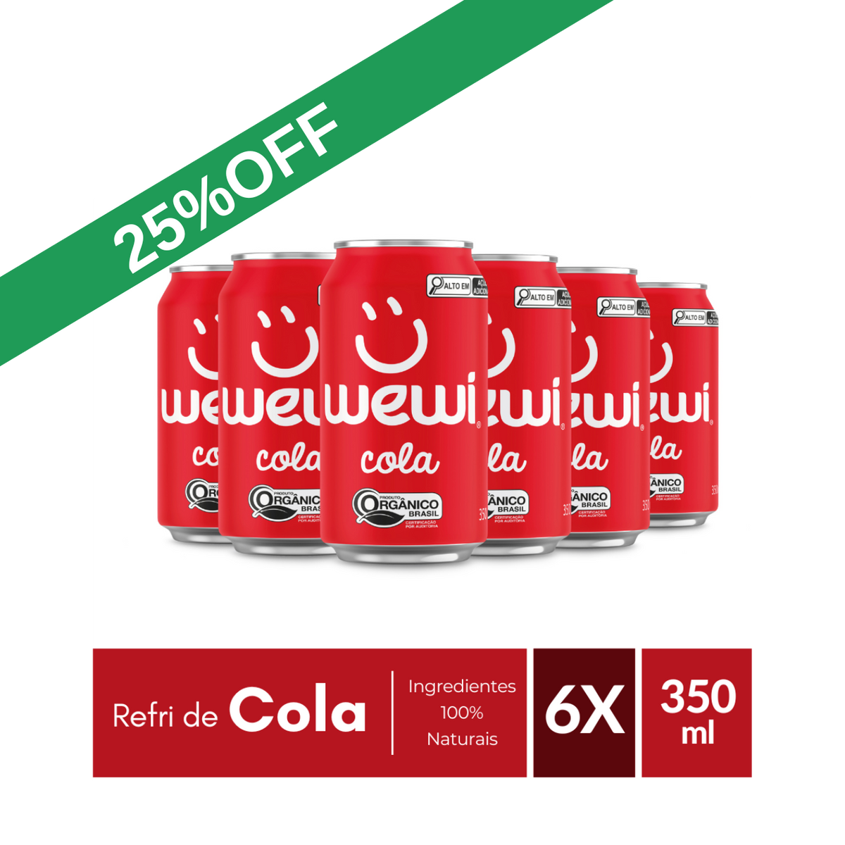 Cola Orgânico Wewi 350ml Pacote com 6 Unidades