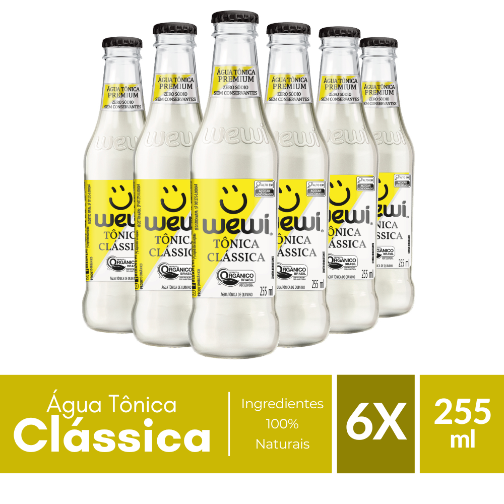 Água Tônica Clássica Orgânica Wewi 255ml Pacote com 6 Unidades