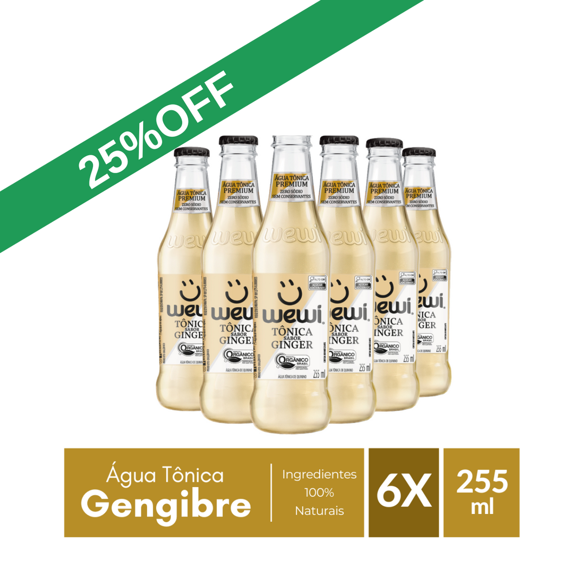 Wewi Organic Ginger Tonic Water 255ml Pack of 6 Units