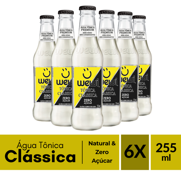 Água Tônica Clássica ZERO Açúcar Wewi 255ml Pacote com 6 Unidades