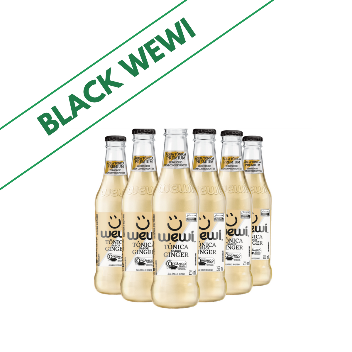 Água Tônica Ginger Orgânica Wewi 255ml Pacote com 6 Unidades