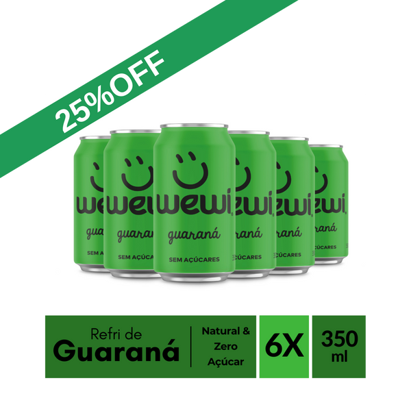 Guaraná Zero Açúcar Wewi 350ml Pacote com 6 Unidades