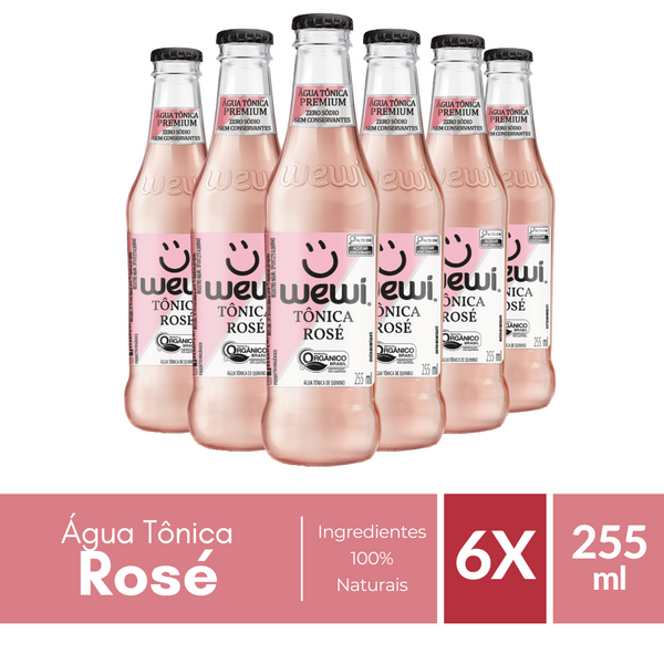 Água Tônica Rosé Orgânica Wewi 255ml Pacote com 6 Unidades