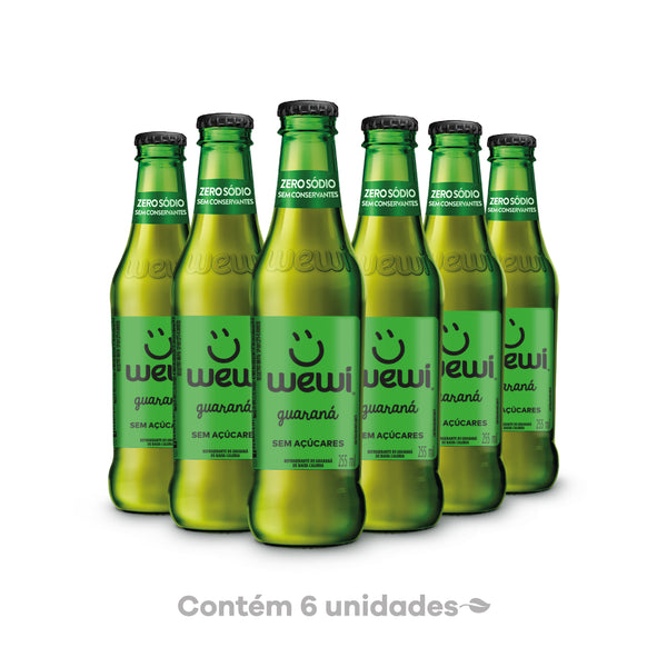 Guaraná Zero Açúcar Wewi 255ml Pacote com 6 Unidades