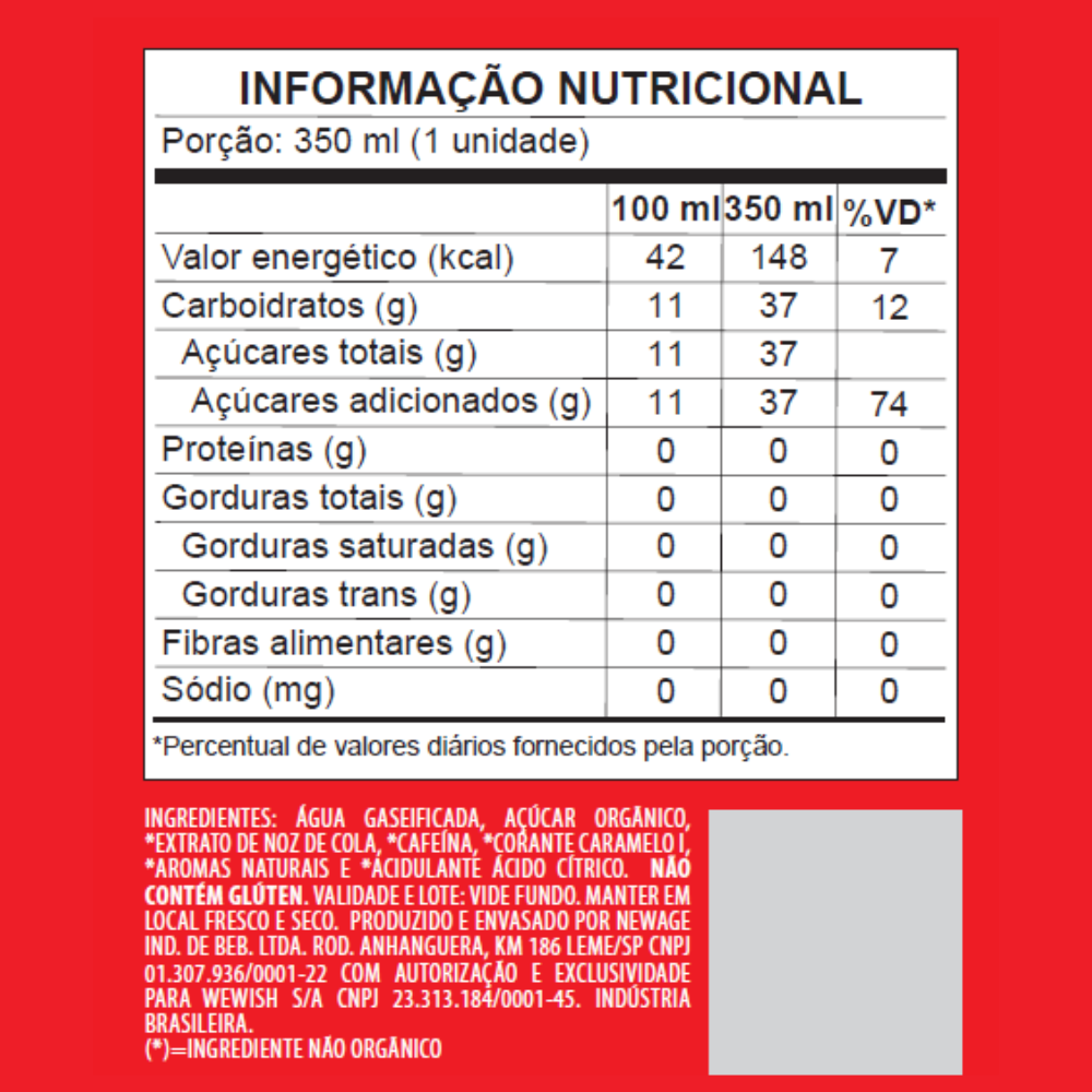 Cola Orgânico Wewi 350ml