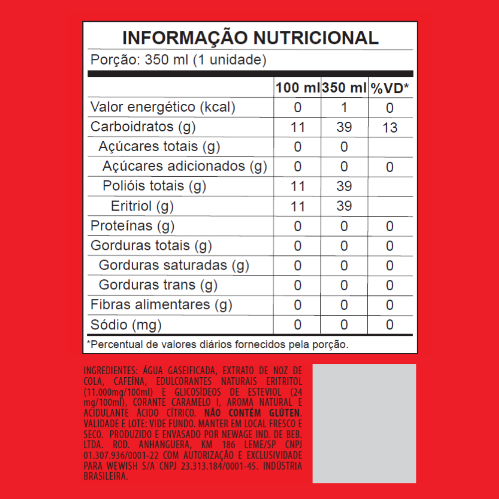 Cola Zero Açúcar Wewi 350ml Pacote com 6 Unidades