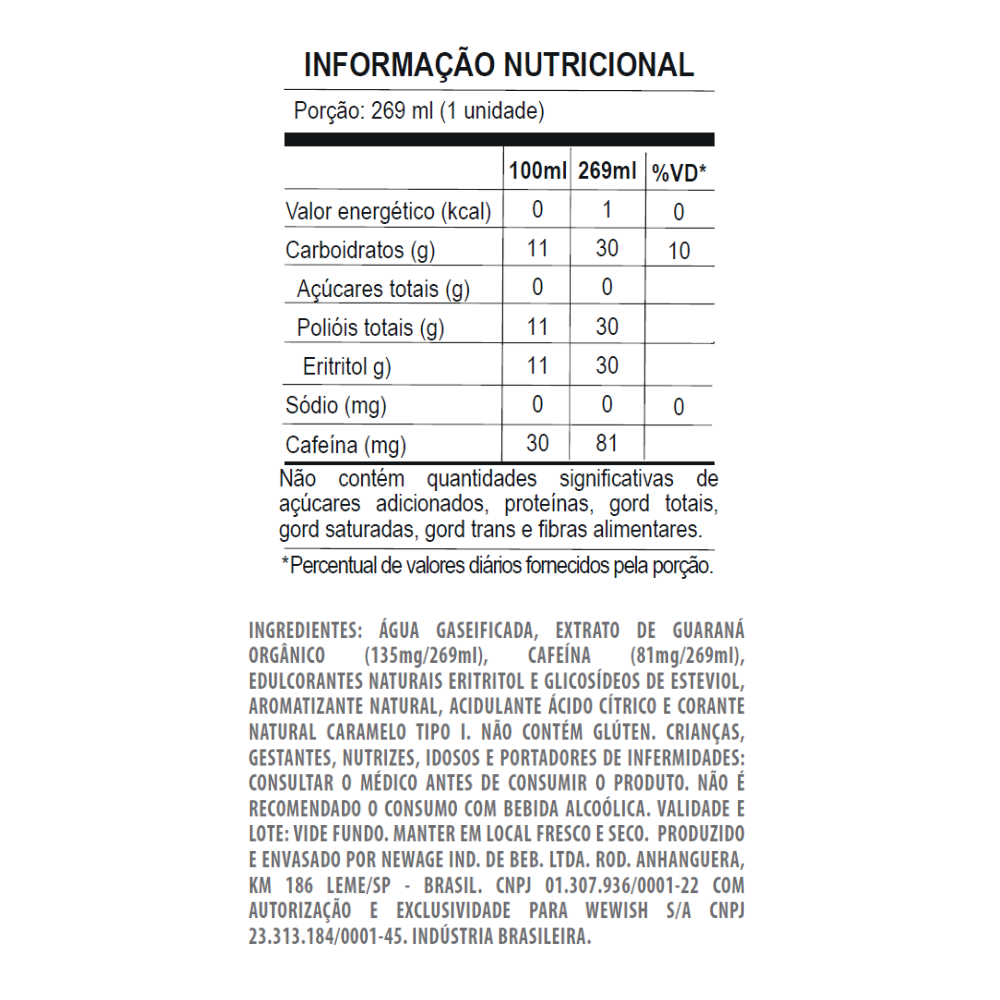 Energy Zero Açúcar Wewi 269ml Pacote com 6 Unidades