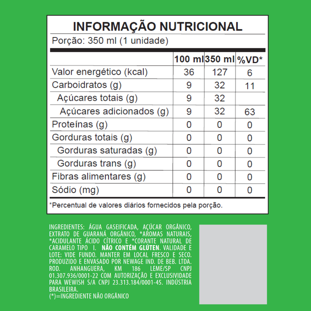 Guaraná Orgânico Wewi 350ml Pacote com 6 Unidades