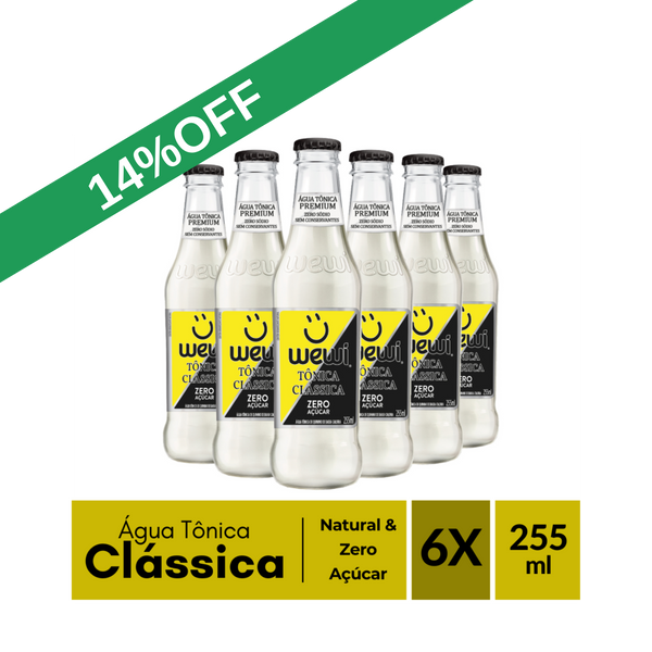 Água Tônica Clássica ZERO Açúcar Wewi 255ml Pacote com 6 Unidades