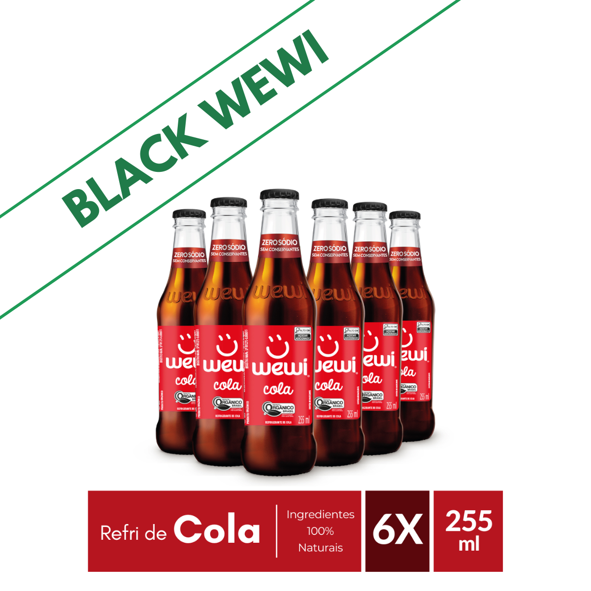 Cola Orgânico Wewi 255ml Pacote com 6 Unidades