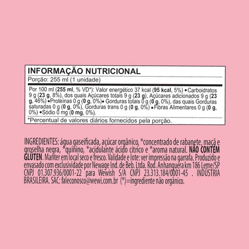 Wewi Organic Rosé Tonic Water 255ml