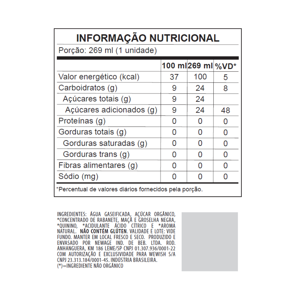 Água Tônica Rosé Orgânica Wewi 269ml Pacote com 6 Unidades